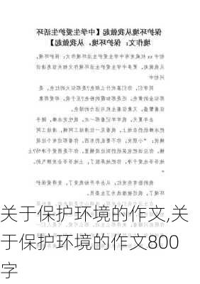 关于保护环境的作文,关于保护环境的作文800字