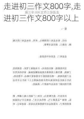 走进初三作文800字,走进初三作文800字以上