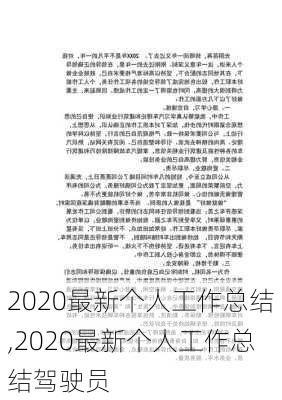 2020最新个人工作总结,2020最新个人工作总结驾驶员