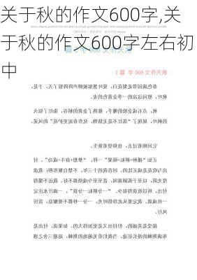 关于秋的作文600字,关于秋的作文600字左右初中