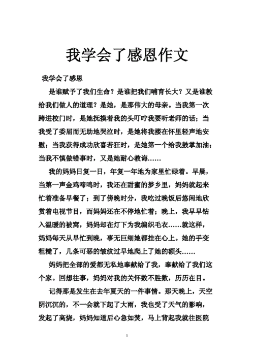 我学会了感恩500字优秀作文,我学会了感恩500字优秀作文四年级