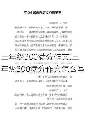 三年级300满分作文,三年级300满分作文怎么写