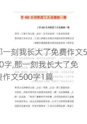 那一刻我长大了免费作文500字,那一刻我长大了免费作文500字1篇