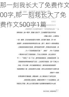 那一刻我长大了免费作文500字,那一刻我长大了免费作文500字1篇