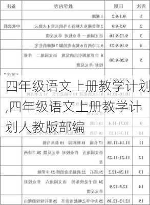 四年级语文上册教学计划,四年级语文上册教学计划人教版部编