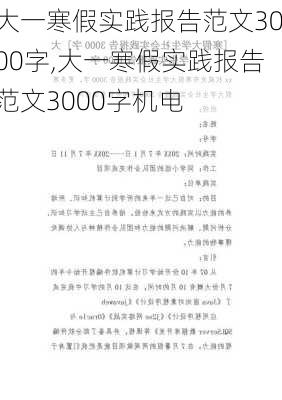 大一寒假实践报告范文3000字,大一寒假实践报告范文3000字机电