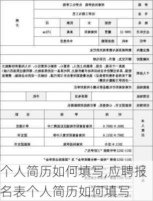 个人简历如何填写,应聘报名表个人简历如何填写