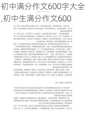 初中满分作文600字大全,初中生满分作文600