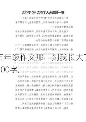 五年级作文那一刻我长大了400字,