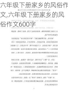 六年级下册家乡的风俗作文,六年级下册家乡的风俗作文600字