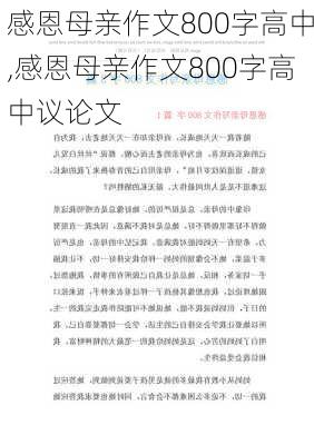 感恩母亲作文800字高中,感恩母亲作文800字高中议论文