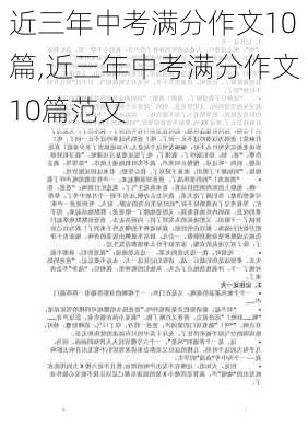 近三年中考满分作文10篇,近三年中考满分作文10篇范文