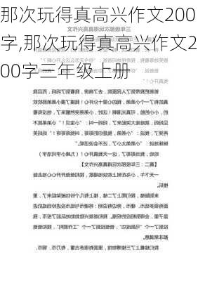 那次玩得真高兴作文200字,那次玩得真高兴作文200字三年级上册