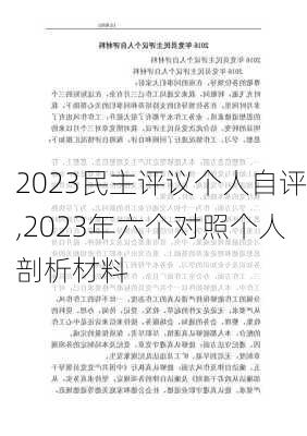 2023民主评议个人自评,2023年六个对照个人剖析材料