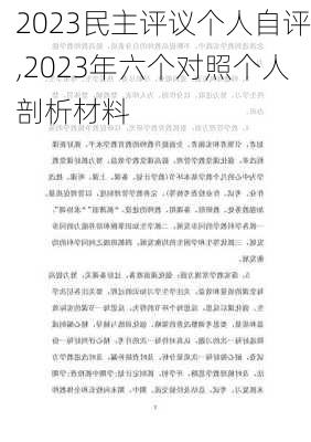 2023民主评议个人自评,2023年六个对照个人剖析材料