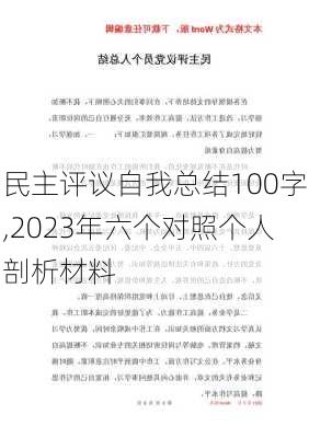 民主评议自我总结100字,2023年六个对照个人剖析材料