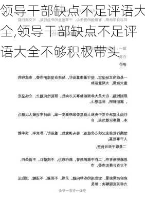 领导干部缺点不足评语大全,领导干部缺点不足评语大全不够积极带头