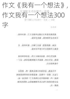 作文《我有一个想法》,作文我有一个想法300字