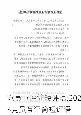 党员互评简短评语,2023党员互评简短评语