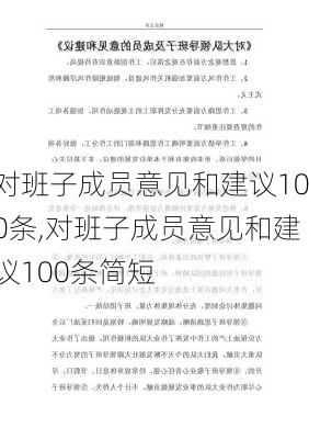 对班子成员意见和建议100条,对班子成员意见和建议100条简短