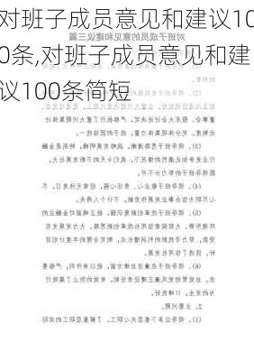 对班子成员意见和建议100条,对班子成员意见和建议100条简短