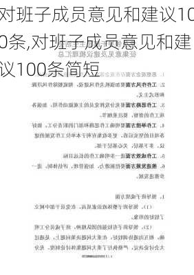 对班子成员意见和建议100条,对班子成员意见和建议100条简短