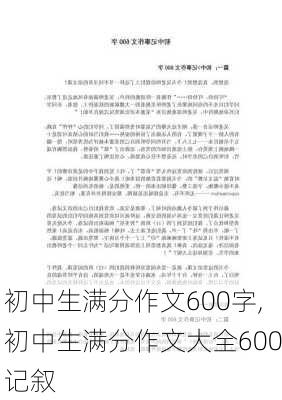 初中生满分作文600字,初中生满分作文大全600记叙