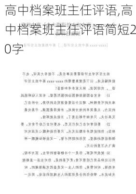 高中档案班主任评语,高中档案班主任评语简短20字