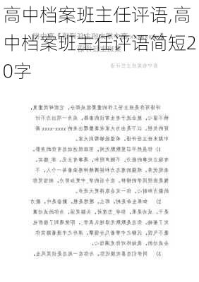 高中档案班主任评语,高中档案班主任评语简短20字