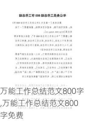 万能工作总结范文800字,万能工作总结范文800字免费