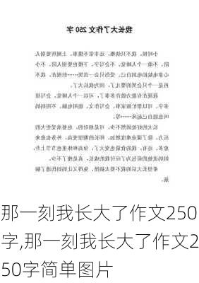 那一刻我长大了作文250字,那一刻我长大了作文250字简单图片