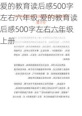 爱的教育读后感500字左右六年级,爱的教育读后感500字左右六年级上册