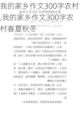 我的家乡作文300字农村,我的家乡作文300字农村春夏秋冬