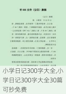 小学日记300字大全,小学日记300字大全30篇可抄免费