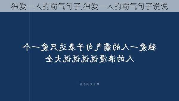 独爱一人的霸气句子,独爱一人的霸气句子说说