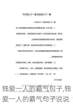 独爱一人的霸气句子,独爱一人的霸气句子说说