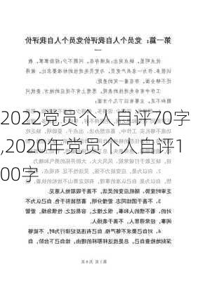 2022党员个人自评70字,2020年党员个人自评100字