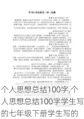 个人思想总结100字,个人思想总结100字学生写的七年级下册学生写的