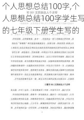 个人思想总结100字,个人思想总结100字学生写的七年级下册学生写的