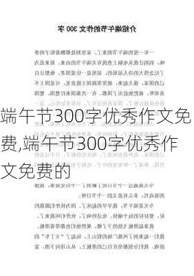 端午节300字优秀作文免费,端午节300字优秀作文免费的