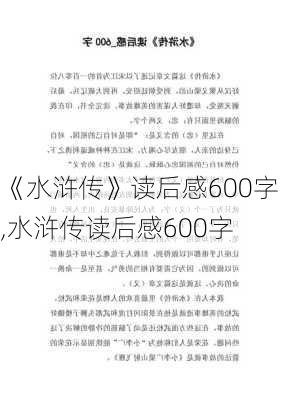 《水浒传》读后感600字,水浒传读后感600字