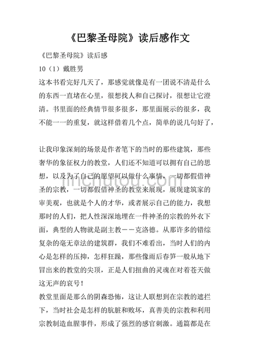 巴黎圣母院读后感300字,巴黎圣母院读后感300字左右