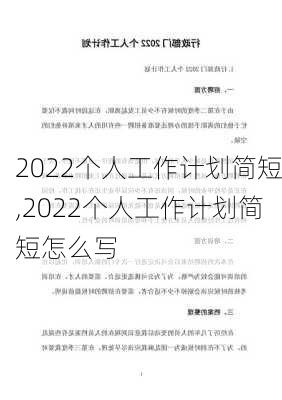 2022个人工作计划简短,2022个人工作计划简短怎么写