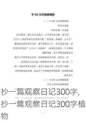 抄一篇观察日记300字,抄一篇观察日记300字植物