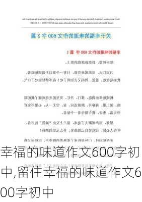 幸福的味道作文600字初中,留住幸福的味道作文600字初中