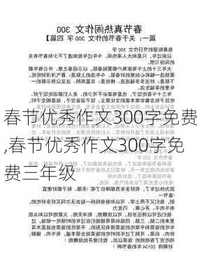 春节优秀作文300字免费,春节优秀作文300字免费三年级