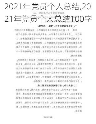 2021年党员个人总结,2021年党员个人总结100字