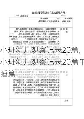 小班幼儿观察记录20篇,小班幼儿观察记录20篇午睡篇