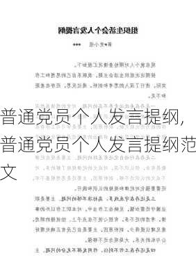 普通党员个人发言提纲,普通党员个人发言提纲范文