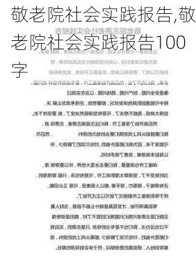 敬老院社会实践报告,敬老院社会实践报告100字